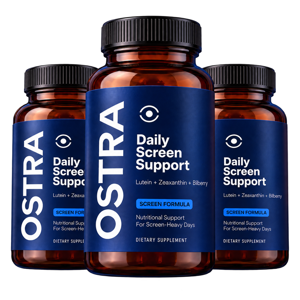 Three OSTRA Daily Screen Support bottles